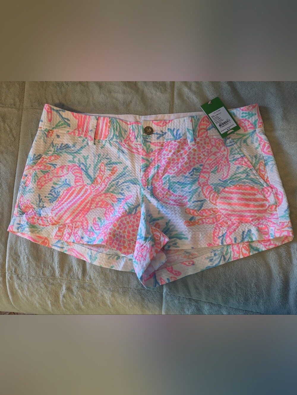 NWT Lilly Pulitzer Sz 14 Walsh Shorts in Getting Steamy - White Mint Coral Crab